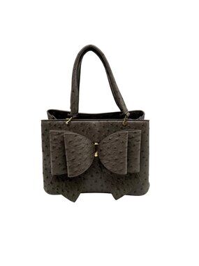 Grossi Grey Faux Leather Ostrich-Textureed Tote Bag